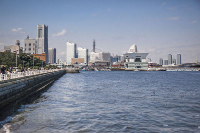 View of river with buildings in background