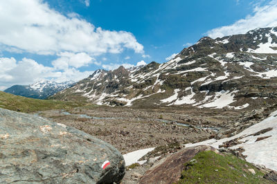 Scenic view of mountains against sky during winter