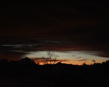 Scenic view of silhouette landscape against sky at sunset