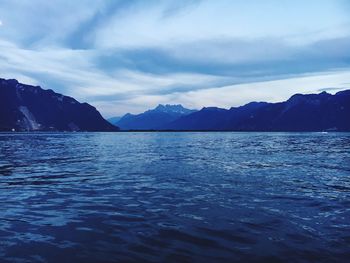 Scenic view of lake against mountains