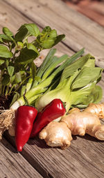 Close-up of vegetables on table