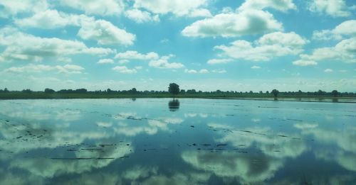 Scenic view of lake against sky