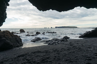 Scenic view of beach against sky