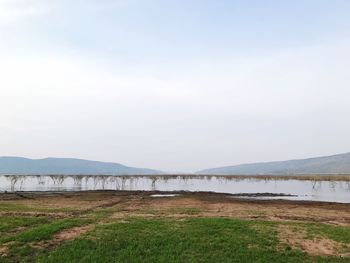 Scenic view of lake against sky