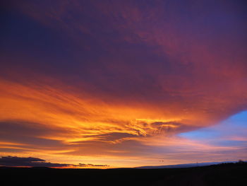 Scenic view of dramatic sky during sunset