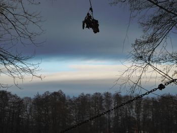 Low angle view of silhouette trees against sky at dusk