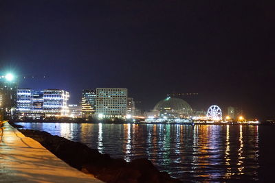 Illuminated city at night