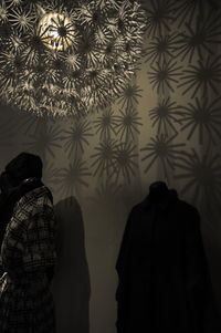 Rear view of silhouette people standing at night