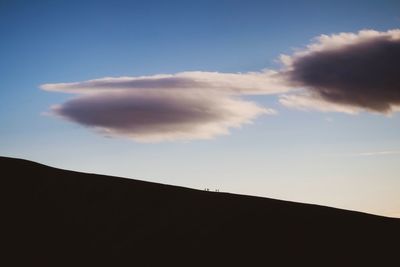Low angle view of silhouette mountain against sky
