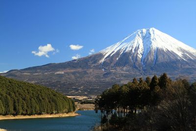 Scenic view of mt fuji against blue sky