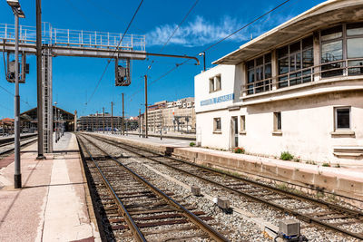 Gare de marseille-saint-charles railroad station against blue sky on sunny day