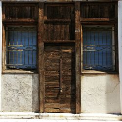 Full frame shot of closed door of house