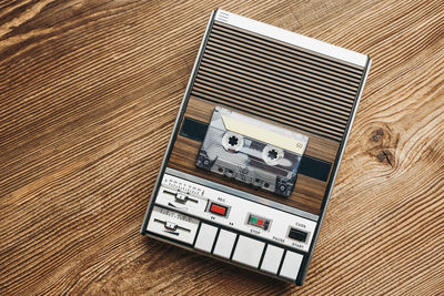 Cassette tape and recorder. retro music style. 80s music party. vintage. back to the past. nostalgia