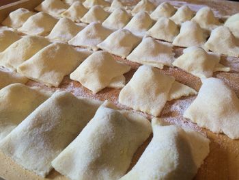 High angle view of stuffed pie