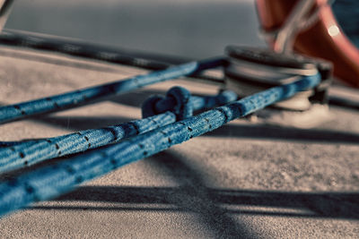 Close-up of rope on pulley