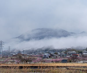 Frosty scenery in the japanese countryside in winter.