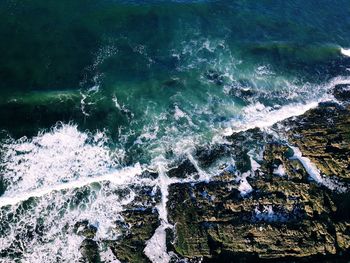 High angle view of sea waves