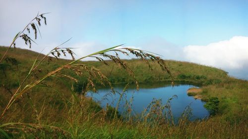 Scenic view of lake against sky