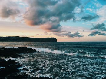 Scenic view of sea against sky during sunset