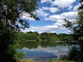 Scenic view of lake against sky