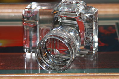 Close-up of glass jar on table