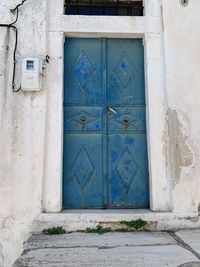 Closed door of old building