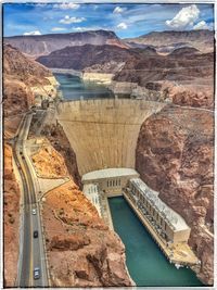 High angle view of hoover dam at nevada