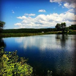 Scenic view of lake against sky