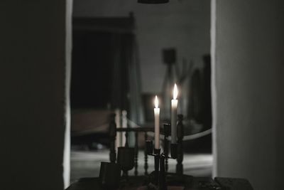 Close-up of illuminated candles