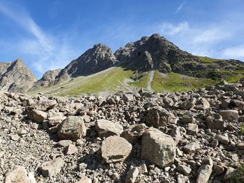 Scenic view of rocky mountains against sky