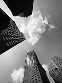 Low angle view of skyscrapers against sky