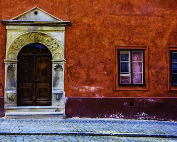 Closed door of old building