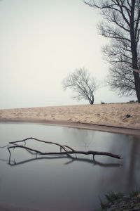 Scenic view of lake against clear sky
