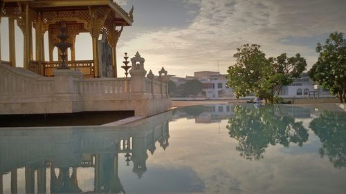 Reflection of built structure in water