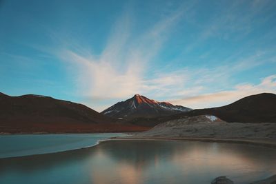 Scenic view of mountains against cloudy sky