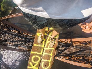 High angle view of man working