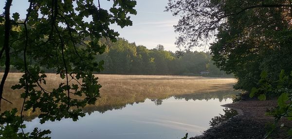 Scenic view of lake against sky