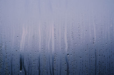 Full frame shot of raindrops on glass window