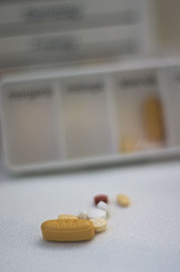 Close-up of medicines on table