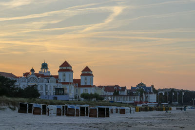 View of buildings against sky during sunset