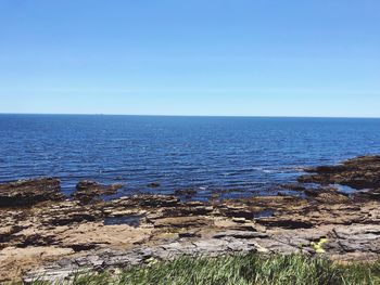 Scenic view of sea against clear sky