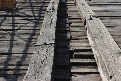 High angle view of wooden pier