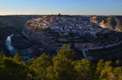 High angle view of townscape against sky