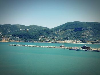 Scenic view of sea against clear sky