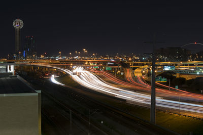 Light trails on city street at night