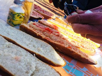 Close-up of hand holding bread