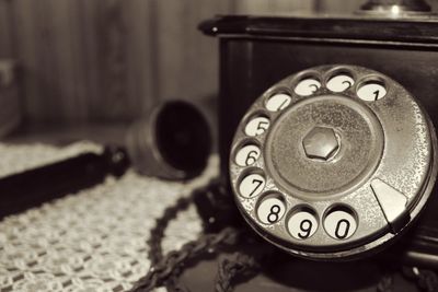Close-up of telephone booth