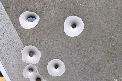 High angle view of white pattern on wall