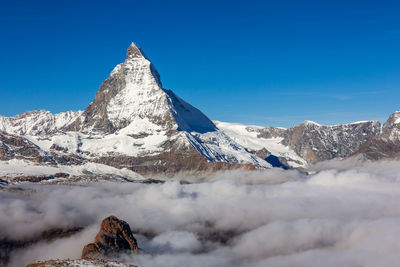 Panorama view of alps above the clouds