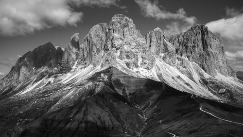 Scenic view of snowcapped mountains against sky in dolomites 